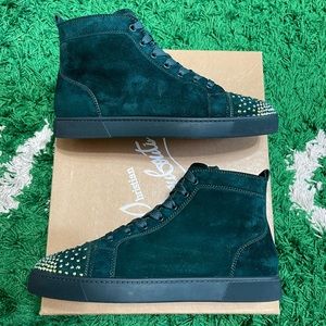 Christian Louboutin High Green Suede Glitter Toe